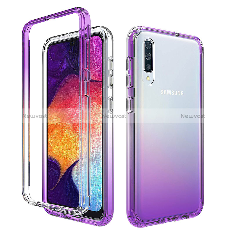 Ultra-thin Transparent Gel Gradient Soft Matte Finish Front and Back Case 360 Degrees Cover for Samsung Galaxy A30S Purple