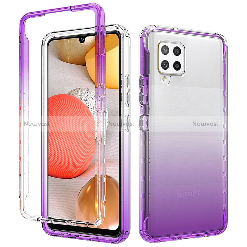 Ultra-thin Transparent Gel Gradient Soft Matte Finish Front and Back Case 360 Degrees Cover for Samsung Galaxy A42 5G Purple