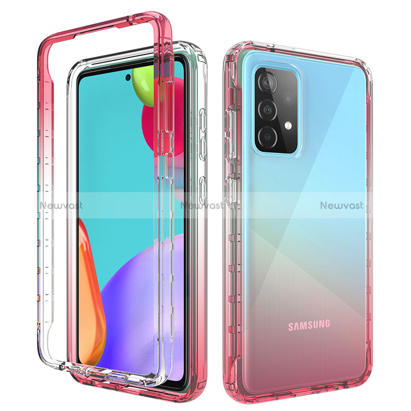 Ultra-thin Transparent Gel Gradient Soft Matte Finish Front and Back Case 360 Degrees Cover for Samsung Galaxy A52 4G Red