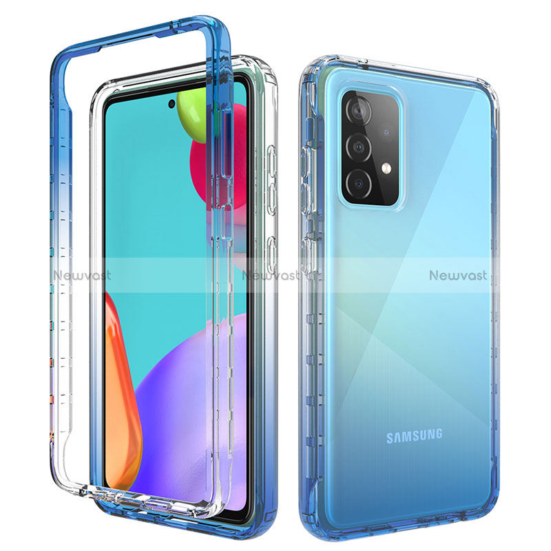 Ultra-thin Transparent Gel Gradient Soft Matte Finish Front and Back Case 360 Degrees Cover for Samsung Galaxy A52 5G Blue