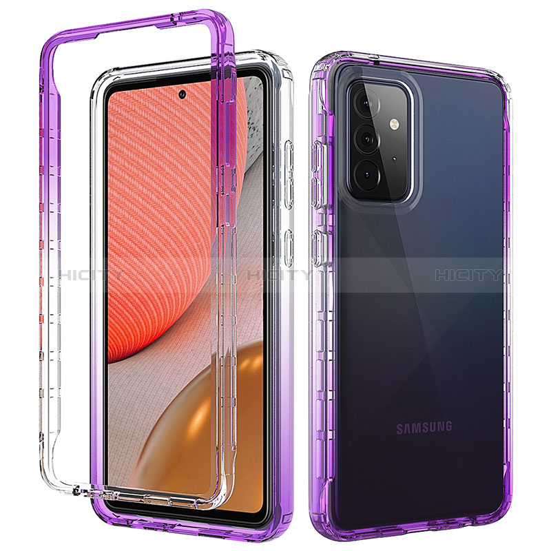 Ultra-thin Transparent Gel Gradient Soft Matte Finish Front and Back Case 360 Degrees Cover for Samsung Galaxy A72 4G Purple