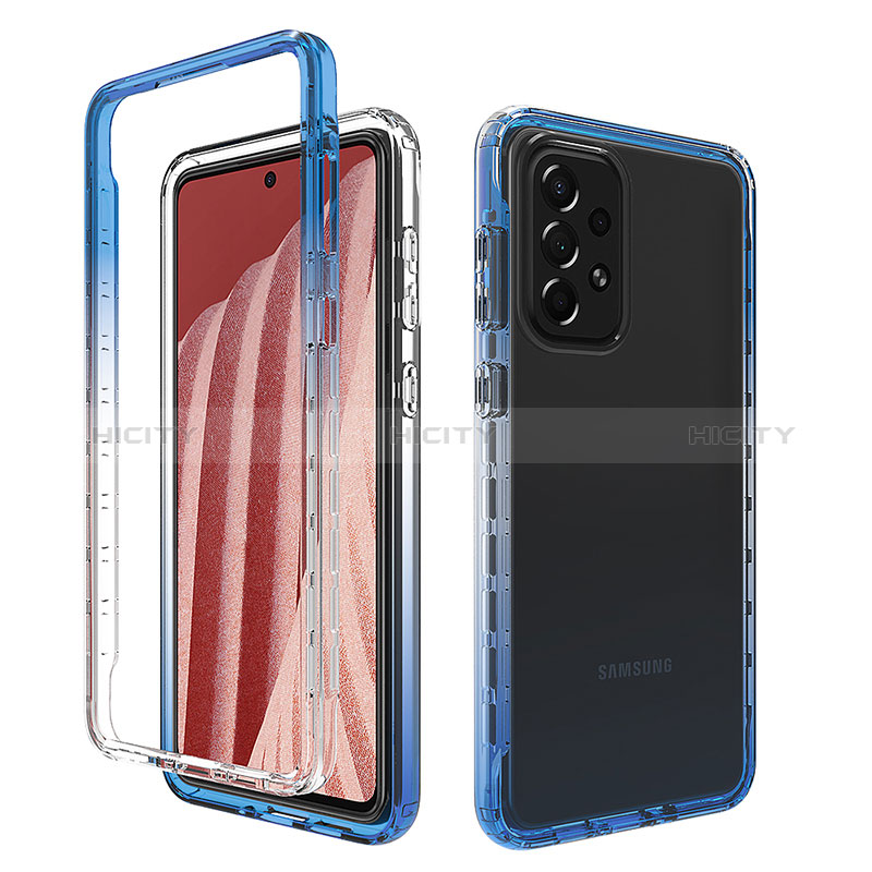 Ultra-thin Transparent Gel Gradient Soft Matte Finish Front and Back Case 360 Degrees Cover for Samsung Galaxy A73 5G Blue