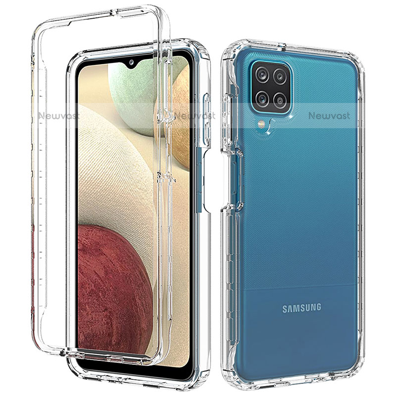 Ultra-thin Transparent Gel Gradient Soft Matte Finish Front and Back Case 360 Degrees Cover for Samsung Galaxy F12 Clear
