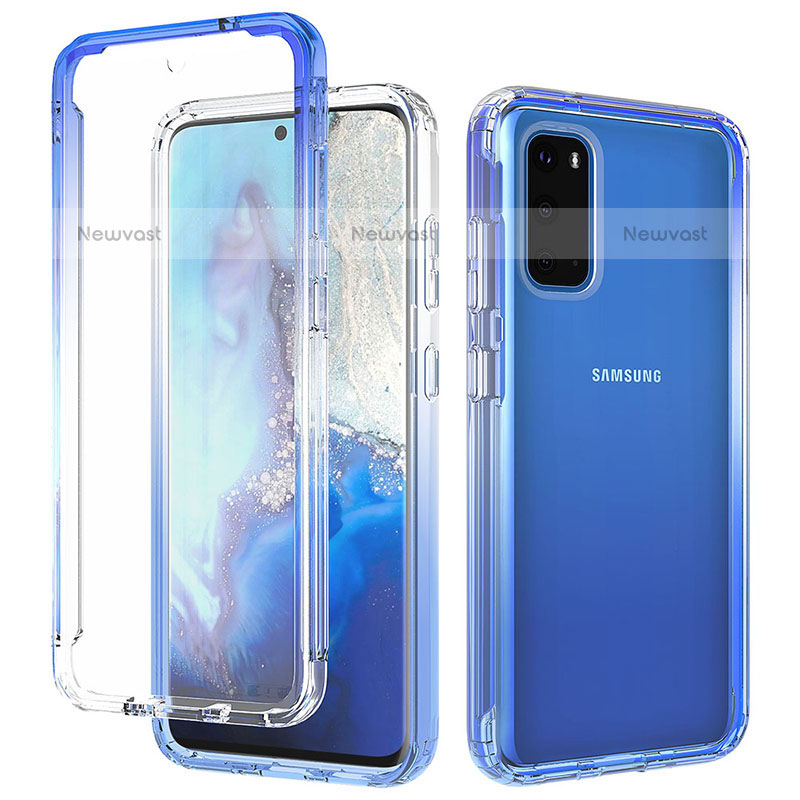 Ultra-thin Transparent Gel Gradient Soft Matte Finish Front and Back Case 360 Degrees Cover for Samsung Galaxy S20 5G Blue