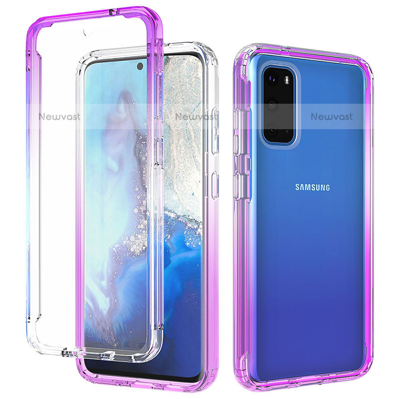 Ultra-thin Transparent Gel Gradient Soft Matte Finish Front and Back Case 360 Degrees Cover for Samsung Galaxy S20 5G Purple