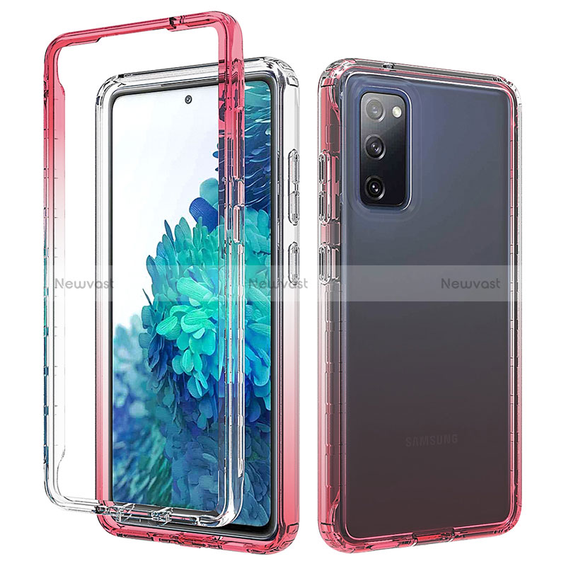 Ultra-thin Transparent Gel Gradient Soft Matte Finish Front and Back Case 360 Degrees Cover for Samsung Galaxy S20 Lite 5G Red