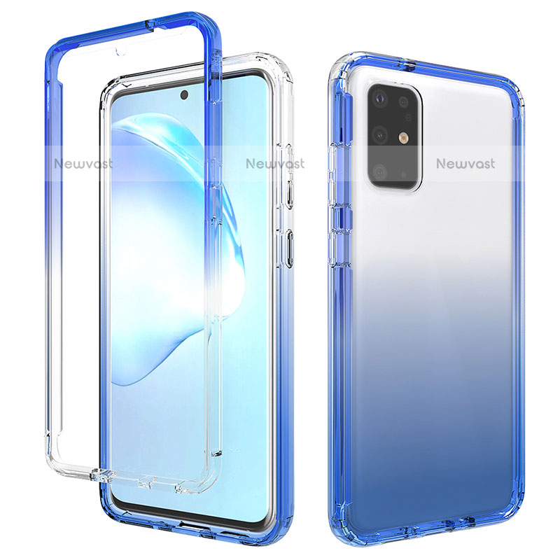 Ultra-thin Transparent Gel Gradient Soft Matte Finish Front and Back Case 360 Degrees Cover for Samsung Galaxy S20 Plus Blue