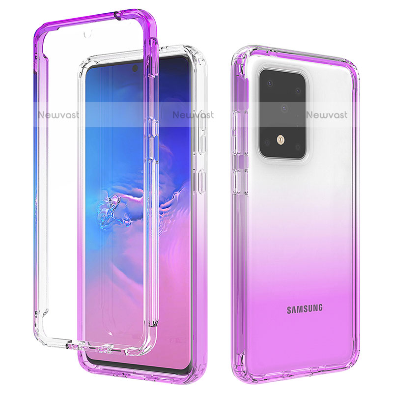 Ultra-thin Transparent Gel Gradient Soft Matte Finish Front and Back Case 360 Degrees Cover for Samsung Galaxy S20 Ultra 5G Purple