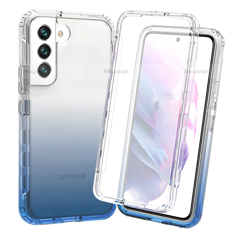 Ultra-thin Transparent Gel Gradient Soft Matte Finish Front and Back Case 360 Degrees Cover for Samsung Galaxy S21 Plus 5G Blue