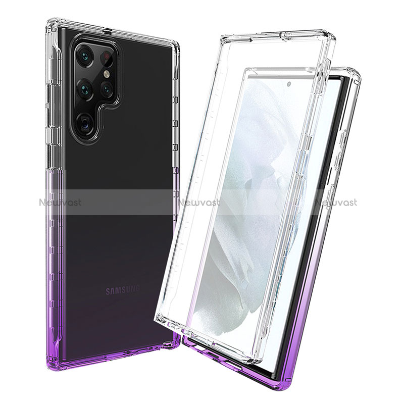 Ultra-thin Transparent Gel Gradient Soft Matte Finish Front and Back Case 360 Degrees Cover for Samsung Galaxy S25 Ultra 5G Purple