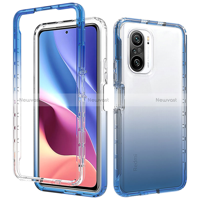 Ultra-thin Transparent Gel Gradient Soft Matte Finish Front and Back Case 360 Degrees Cover for Xiaomi Mi 11X Pro 5G Blue