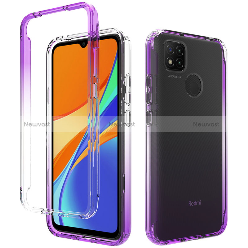 Ultra-thin Transparent Gel Gradient Soft Matte Finish Front and Back Case 360 Degrees Cover for Xiaomi POCO C3 Purple