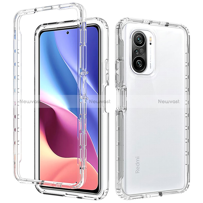 Ultra-thin Transparent Gel Gradient Soft Matte Finish Front and Back Case 360 Degrees Cover for Xiaomi Poco F3 5G Clear