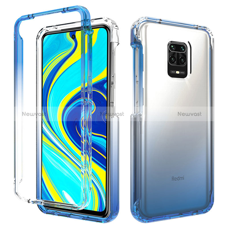 Ultra-thin Transparent Gel Gradient Soft Matte Finish Front and Back Case 360 Degrees Cover for Xiaomi Poco M2 Pro Blue