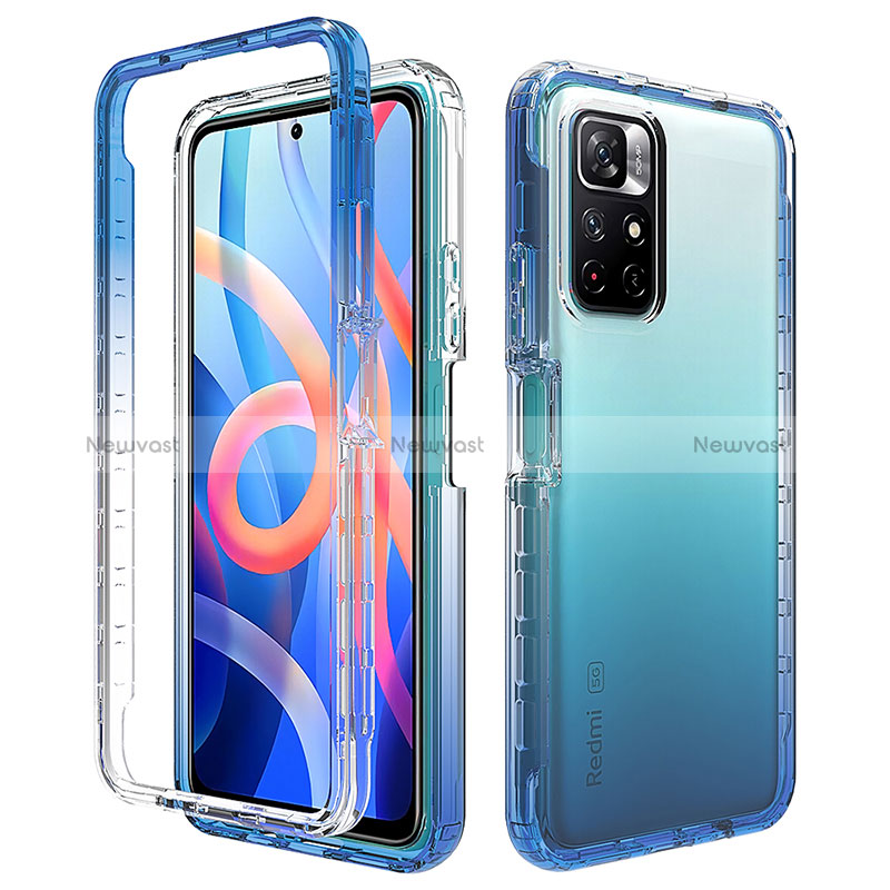 Ultra-thin Transparent Gel Gradient Soft Matte Finish Front and Back Case 360 Degrees Cover for Xiaomi Poco M4 Pro 5G