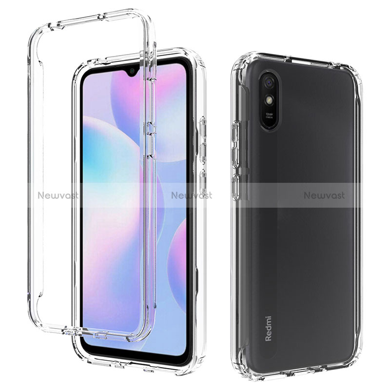 Ultra-thin Transparent Gel Gradient Soft Matte Finish Front and Back Case 360 Degrees Cover for Xiaomi Redmi 9A Clear