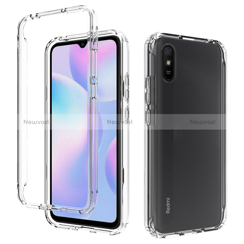 Ultra-thin Transparent Gel Gradient Soft Matte Finish Front and Back Case 360 Degrees Cover for Xiaomi Redmi 9AT Clear