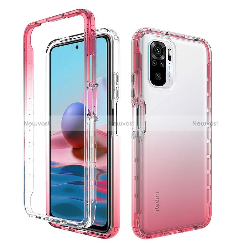 Ultra-thin Transparent Gel Gradient Soft Matte Finish Front and Back Case 360 Degrees Cover for Xiaomi Redmi Note 10 4G Red