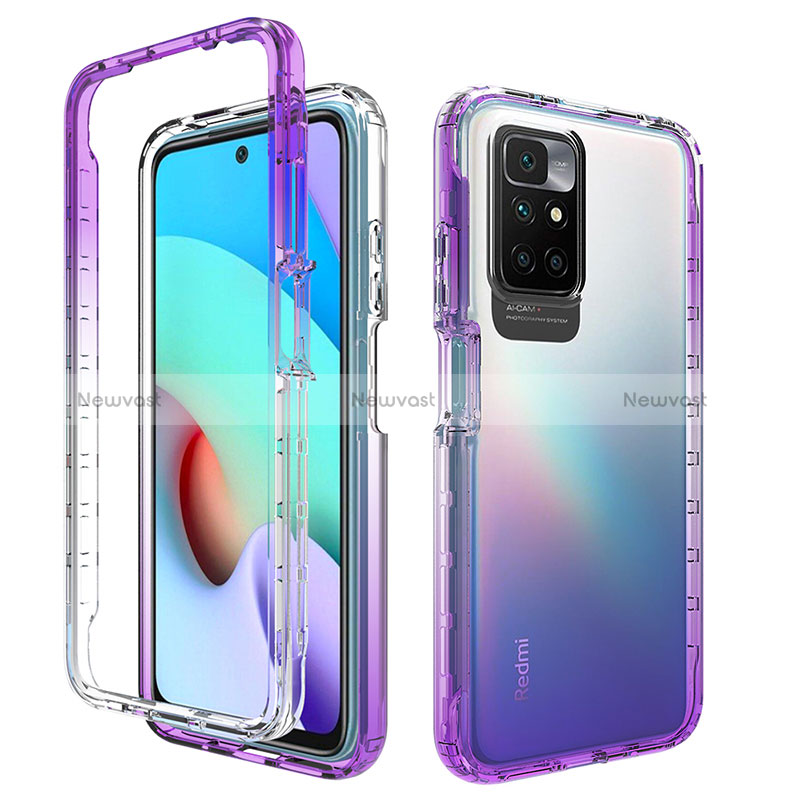 Ultra-thin Transparent Gel Gradient Soft Matte Finish Front and Back Case 360 Degrees Cover for Xiaomi Redmi Note 11 4G (2021) Purple