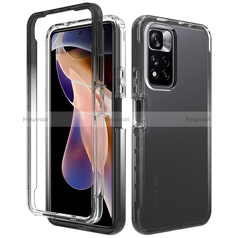 Ultra-thin Transparent Gel Gradient Soft Matte Finish Front and Back Case 360 Degrees Cover for Xiaomi Redmi Note 11 Pro+ Plus 5G Dark Gray