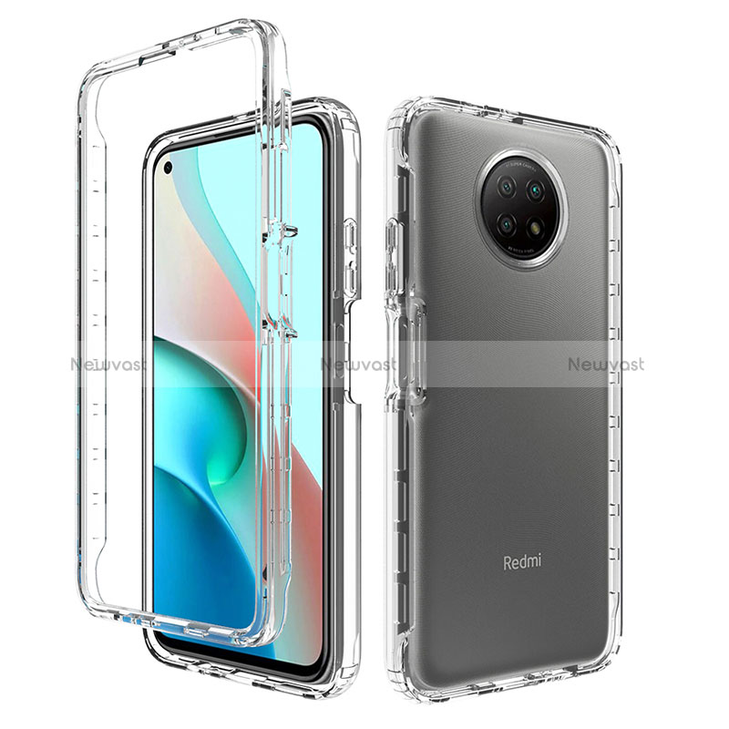 Ultra-thin Transparent Gel Gradient Soft Matte Finish Front and Back Case 360 Degrees Cover for Xiaomi Redmi Note 9 5G Clear