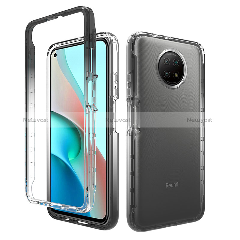 Ultra-thin Transparent Gel Gradient Soft Matte Finish Front and Back Case 360 Degrees Cover for Xiaomi Redmi Note 9 5G Dark Gray