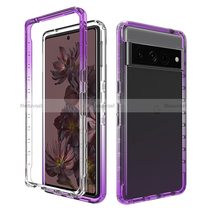 Ultra-thin Transparent Gel Gradient Soft Matte Finish Front and Back Case 360 Degrees Cover JX1 for Google Pixel 7 Pro 5G Purple