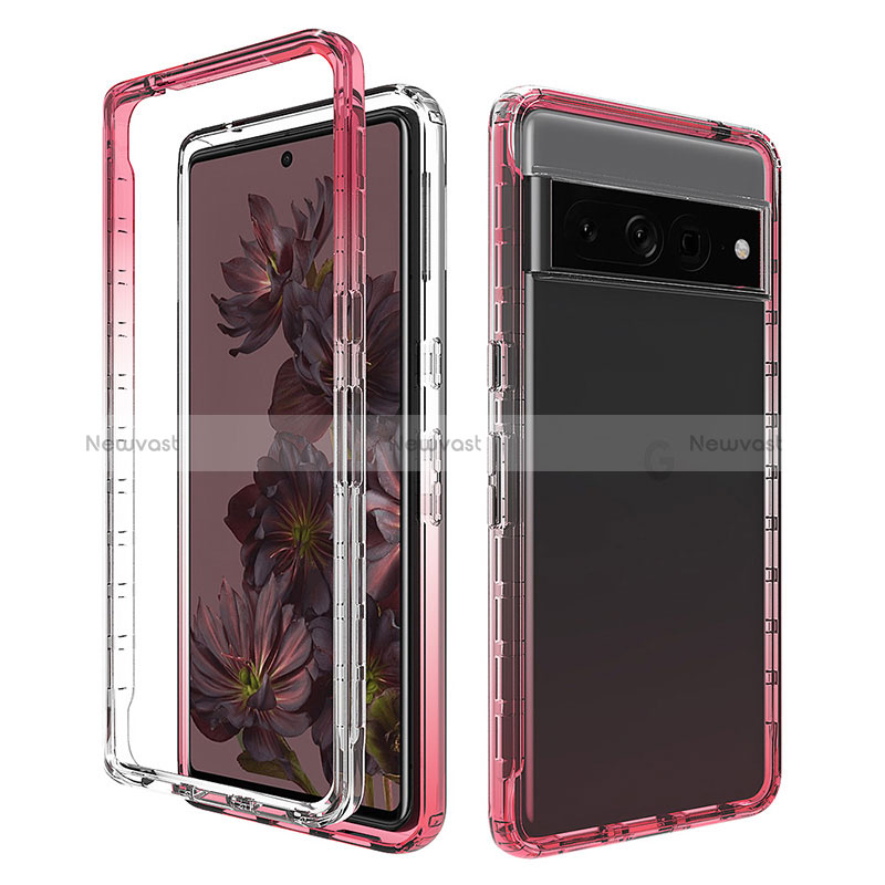 Ultra-thin Transparent Gel Gradient Soft Matte Finish Front and Back Case 360 Degrees Cover JX1 for Google Pixel 7 Pro 5G Red