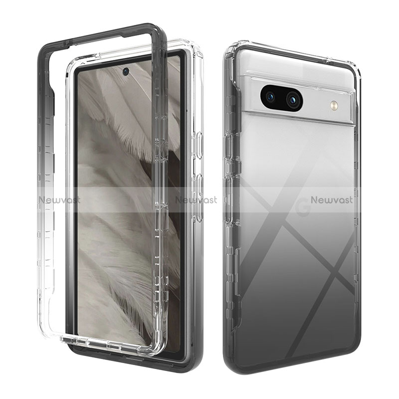 Ultra-thin Transparent Gel Gradient Soft Matte Finish Front and Back Case 360 Degrees Cover JX1 for Google Pixel 7a 5G