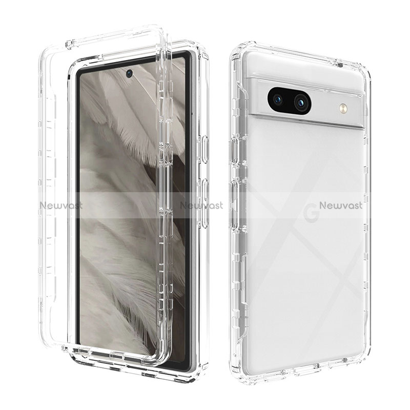 Ultra-thin Transparent Gel Gradient Soft Matte Finish Front and Back Case 360 Degrees Cover JX1 for Google Pixel 7a 5G