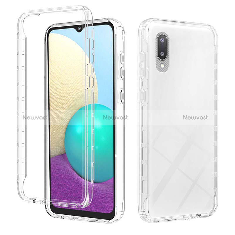 Ultra-thin Transparent Gel Gradient Soft Matte Finish Front and Back Case 360 Degrees Cover JX1 for Samsung Galaxy A02 Clear