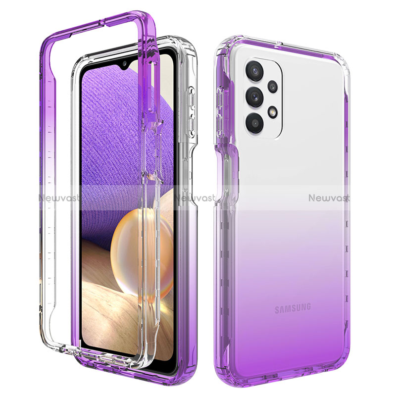 Ultra-thin Transparent Gel Gradient Soft Matte Finish Front and Back Case 360 Degrees Cover JX1 for Samsung Galaxy A32 4G Purple