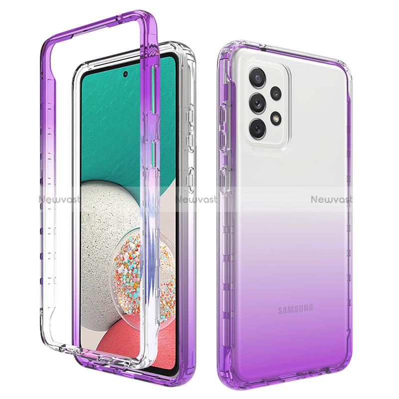 Ultra-thin Transparent Gel Gradient Soft Matte Finish Front and Back Case 360 Degrees Cover JX1 for Samsung Galaxy A33 5G Purple