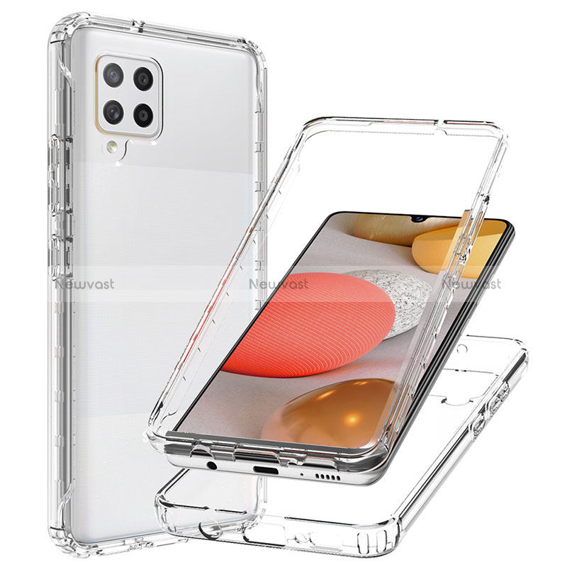 Ultra-thin Transparent Gel Gradient Soft Matte Finish Front and Back Case 360 Degrees Cover JX1 for Samsung Galaxy A42 5G Clear