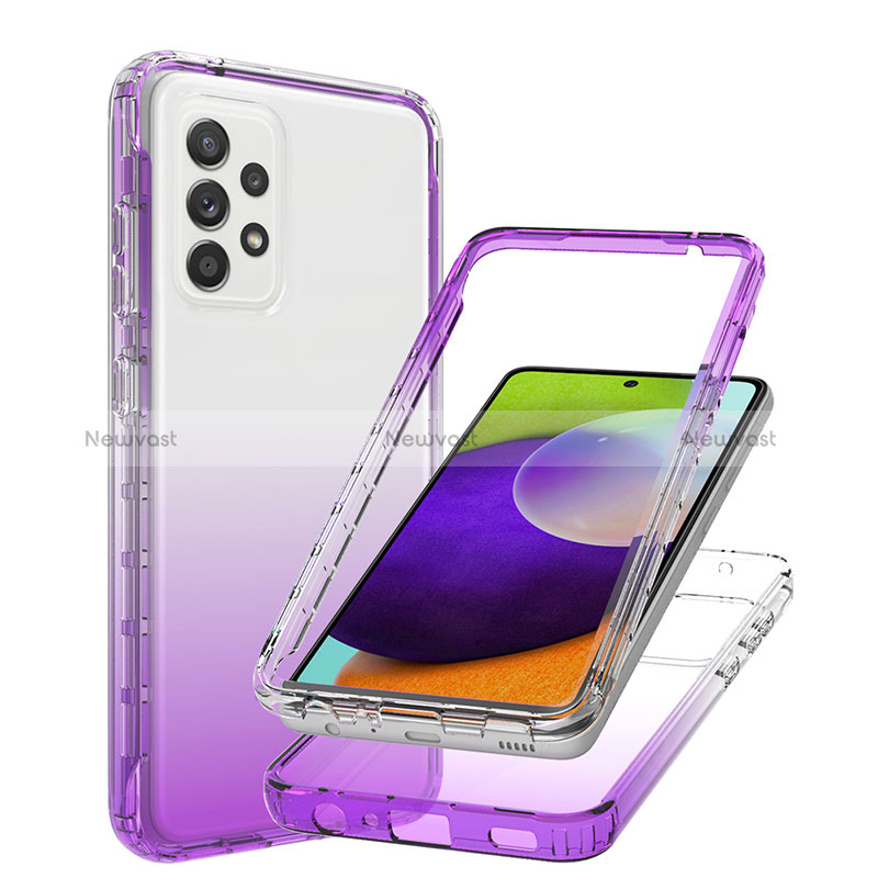 Ultra-thin Transparent Gel Gradient Soft Matte Finish Front and Back Case 360 Degrees Cover JX1 for Samsung Galaxy A52 5G Purple