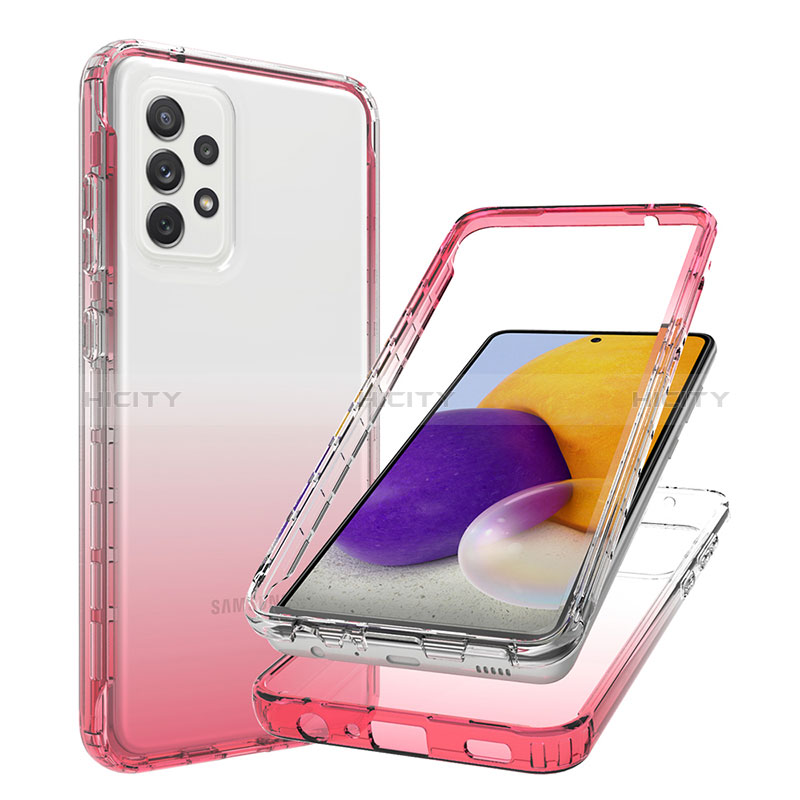 Ultra-thin Transparent Gel Gradient Soft Matte Finish Front and Back Case 360 Degrees Cover JX1 for Samsung Galaxy A72 4G Red