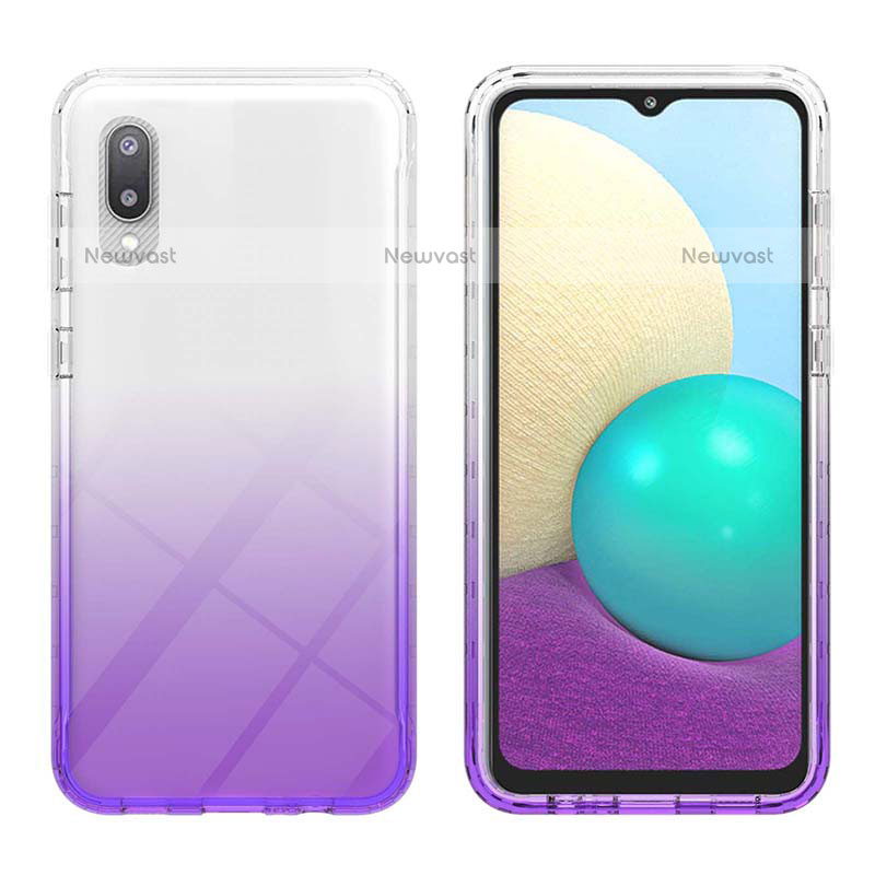 Ultra-thin Transparent Gel Gradient Soft Matte Finish Front and Back Case 360 Degrees Cover JX1 for Samsung Galaxy M02