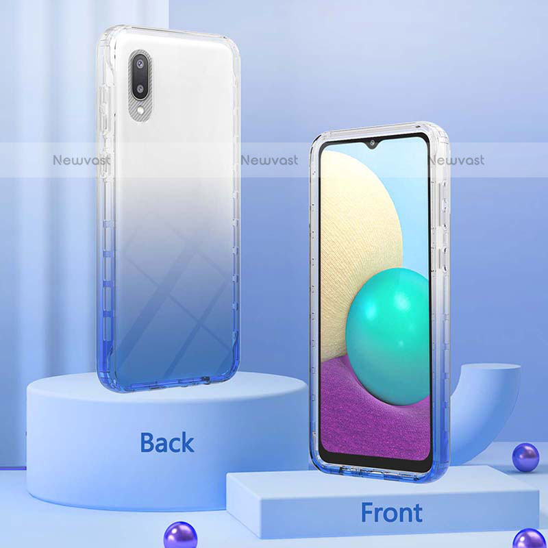 Ultra-thin Transparent Gel Gradient Soft Matte Finish Front and Back Case 360 Degrees Cover JX1 for Samsung Galaxy M02