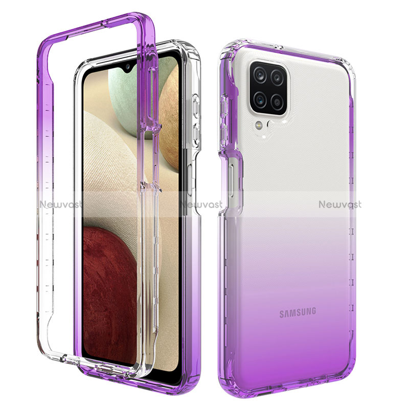 Ultra-thin Transparent Gel Gradient Soft Matte Finish Front and Back Case 360 Degrees Cover JX1 for Samsung Galaxy M12 Purple