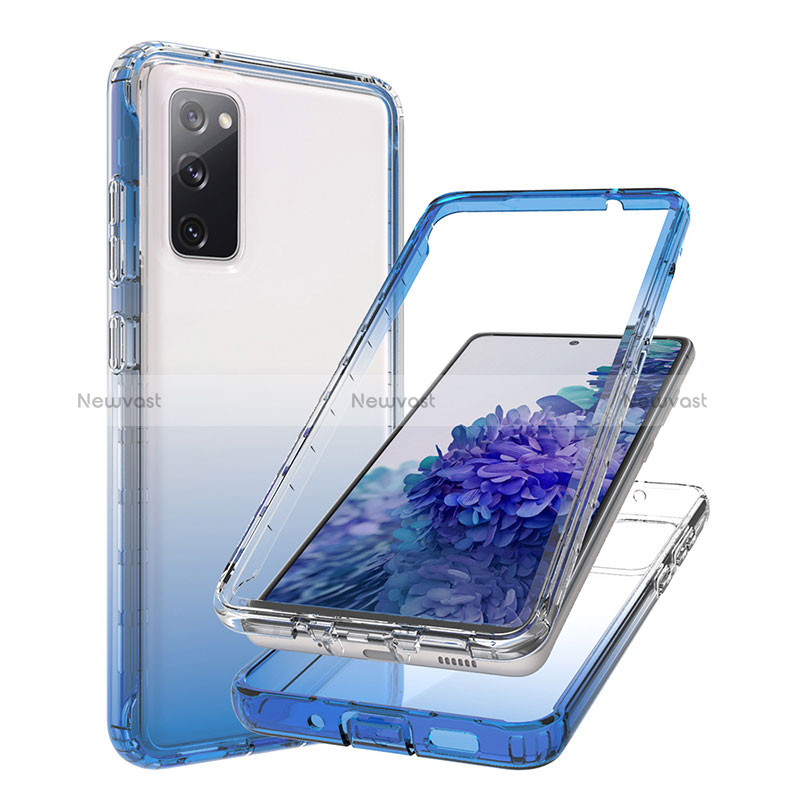 Ultra-thin Transparent Gel Gradient Soft Matte Finish Front and Back Case 360 Degrees Cover JX1 for Samsung Galaxy S20 FE 4G Blue