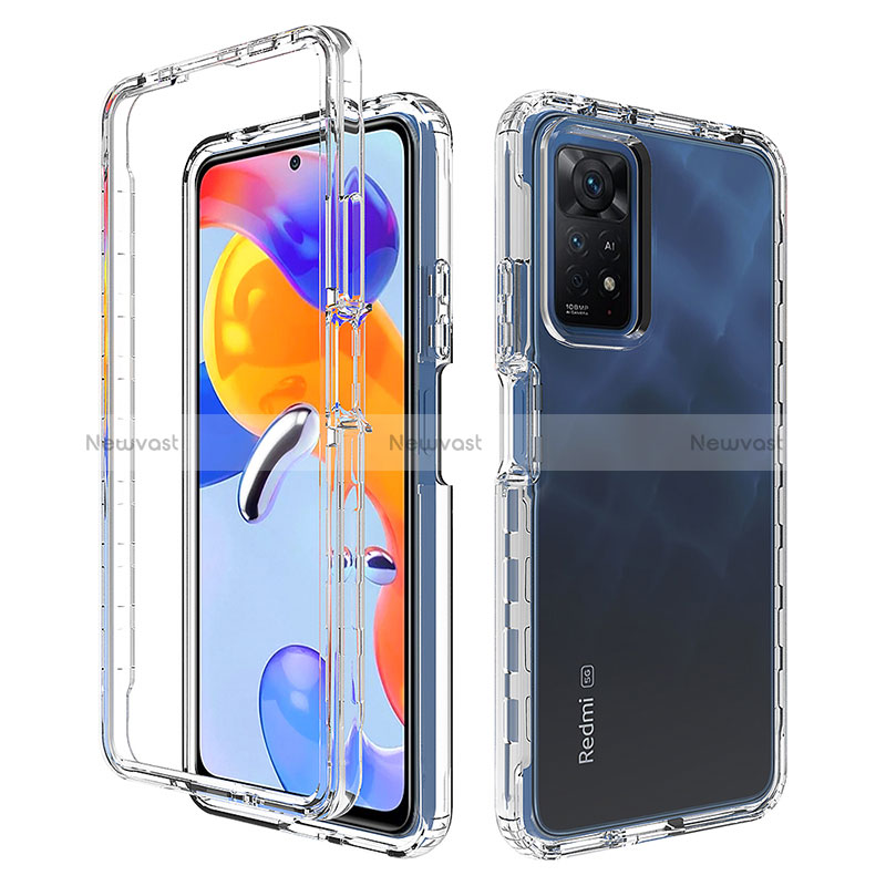 Ultra-thin Transparent Gel Gradient Soft Matte Finish Front and Back Case 360 Degrees Cover JX1 for Xiaomi Redmi Note 11 Pro 4G Clear