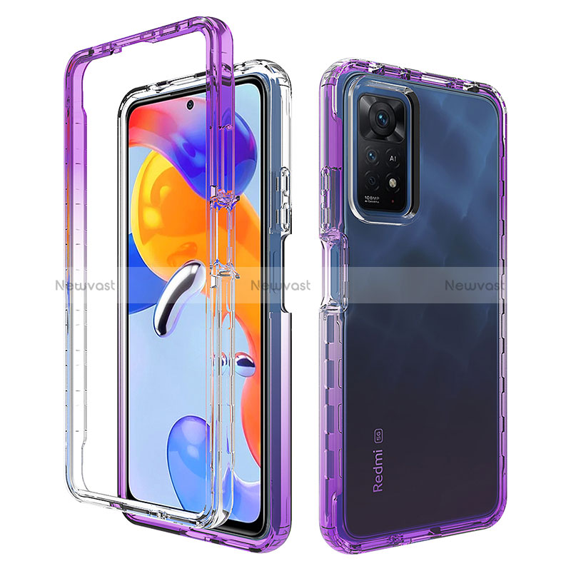 Ultra-thin Transparent Gel Gradient Soft Matte Finish Front and Back Case 360 Degrees Cover JX1 for Xiaomi Redmi Note 11 Pro 4G Purple