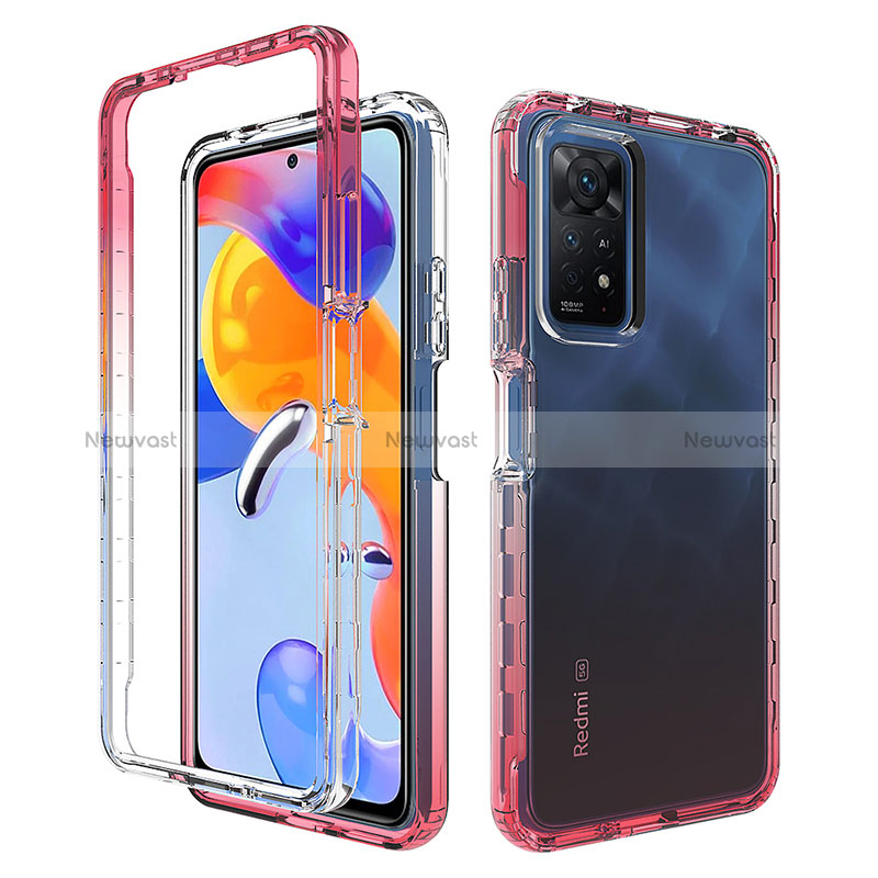 Ultra-thin Transparent Gel Gradient Soft Matte Finish Front and Back Case 360 Degrees Cover JX1 for Xiaomi Redmi Note 11 Pro 5G Red