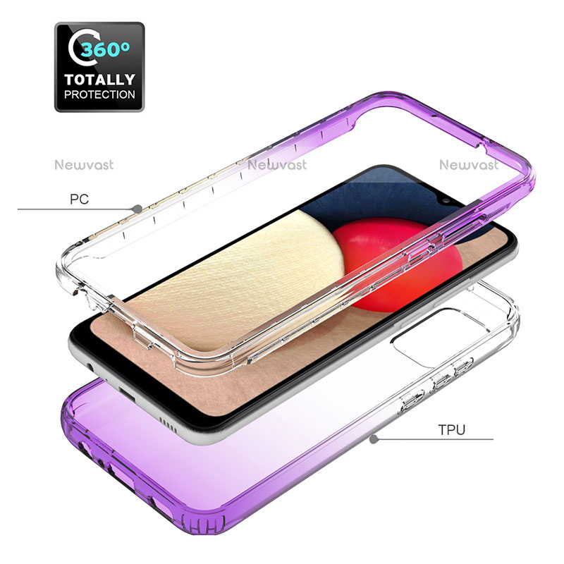 Ultra-thin Transparent Gel Gradient Soft Matte Finish Front and Back Case 360 Degrees Cover JX4 for Samsung Galaxy A02s