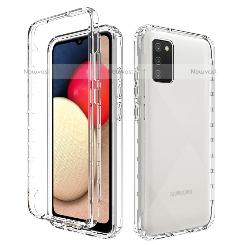 Ultra-thin Transparent Gel Gradient Soft Matte Finish Front and Back Case 360 Degrees Cover JX4 for Samsung Galaxy A02s Clear