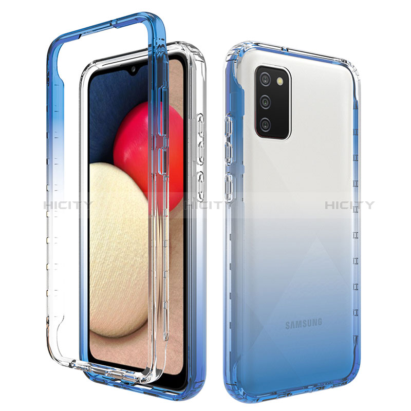 Ultra-thin Transparent Gel Gradient Soft Matte Finish Front and Back Case 360 Degrees Cover JX4 for Samsung Galaxy A03s Blue