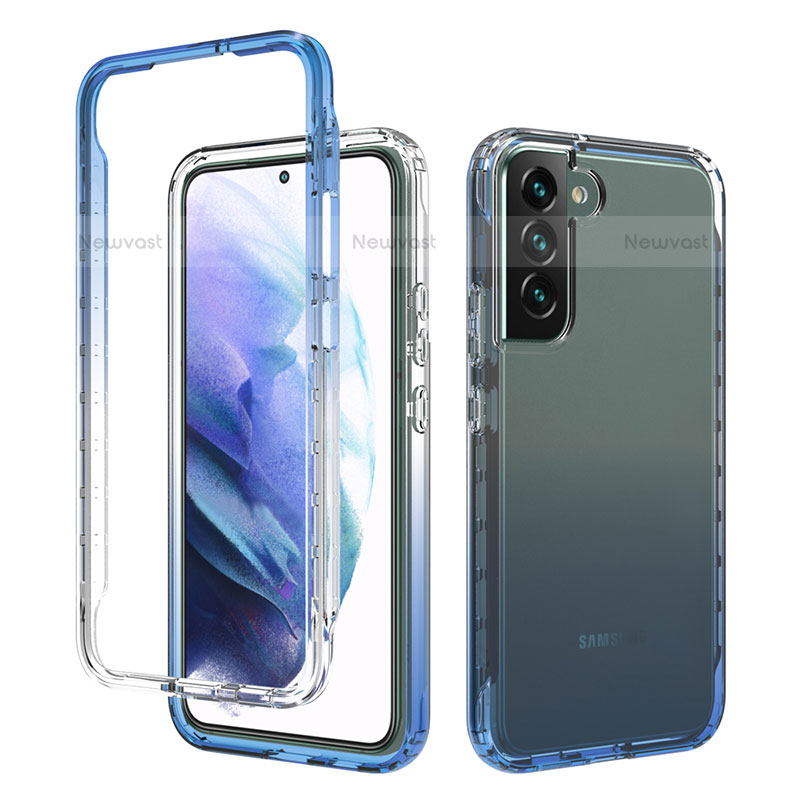 Ultra-thin Transparent Gel Gradient Soft Matte Finish Front and Back Case 360 Degrees Cover M01 for Samsung Galaxy S21 5G Blue