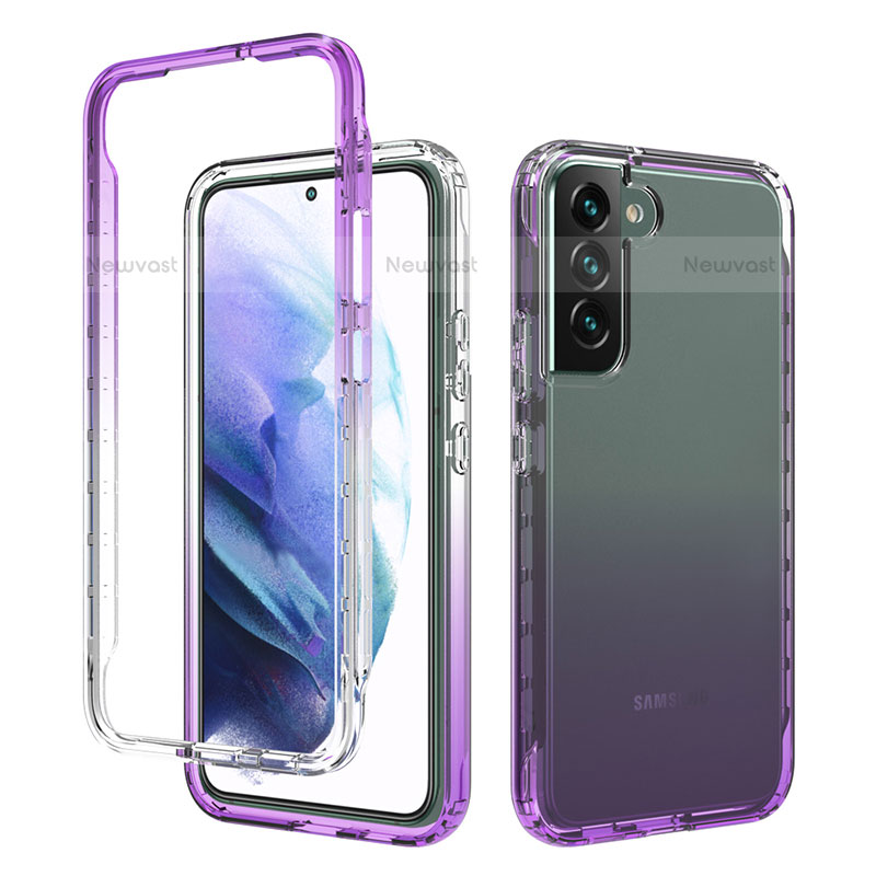 Ultra-thin Transparent Gel Gradient Soft Matte Finish Front and Back Case 360 Degrees Cover M01 for Samsung Galaxy S21 FE 5G Purple