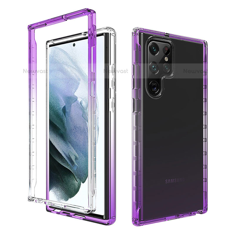 Ultra-thin Transparent Gel Gradient Soft Matte Finish Front and Back Case 360 Degrees Cover M01 for Samsung Galaxy S23 Ultra 5G Purple