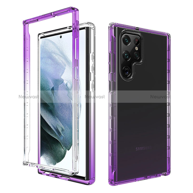 Ultra-thin Transparent Gel Gradient Soft Matte Finish Front and Back Case 360 Degrees Cover M01 for Samsung Galaxy S24 Ultra 5G Purple